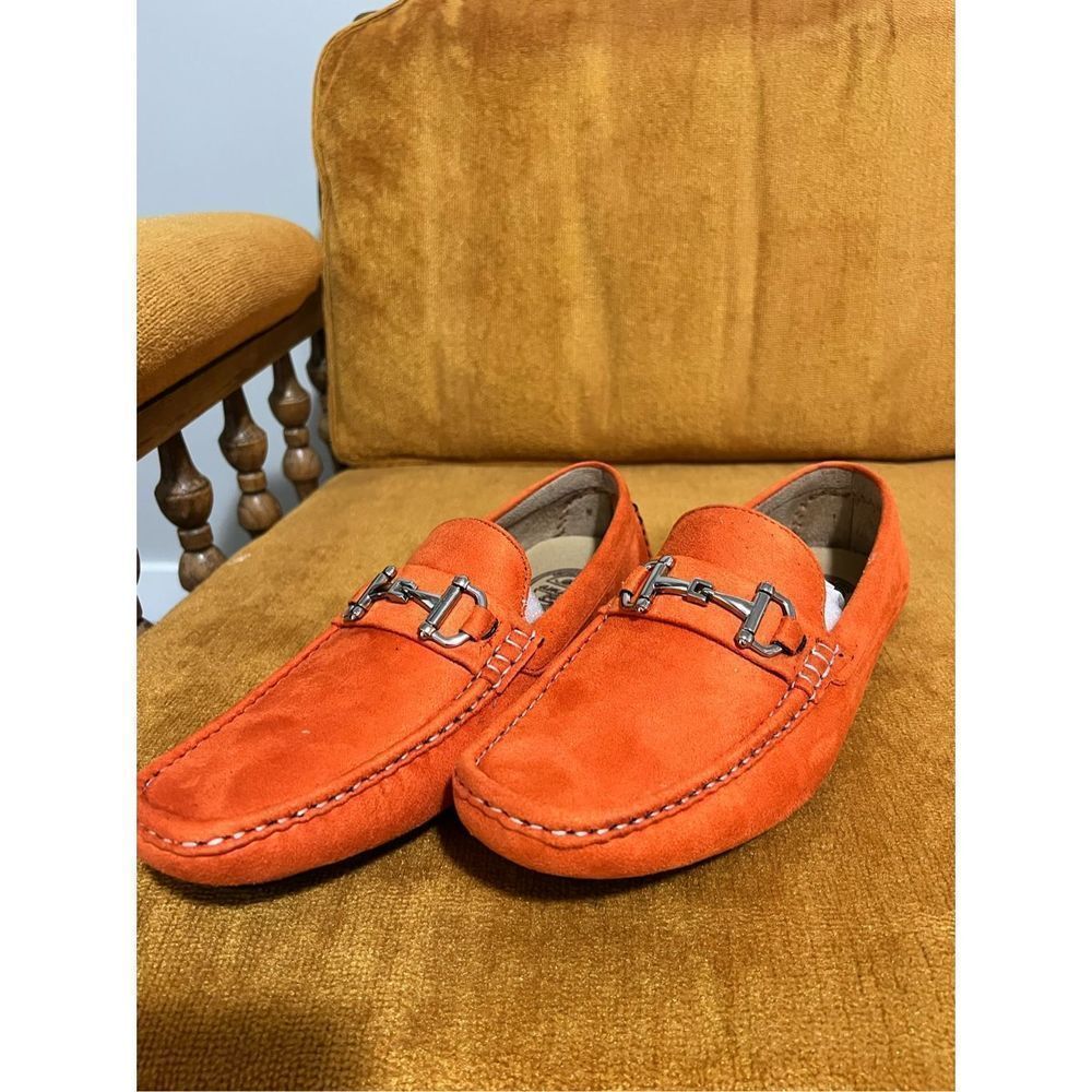 Amali Men's Orange Slip-On Classic Driving Moccasin Loafers Shoes Size 8.5